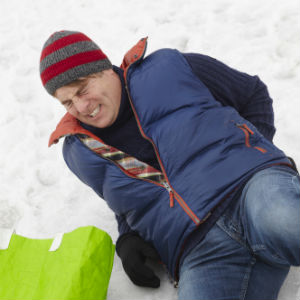 Man slipping on snow