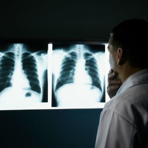 Doctor looking at back x-rays